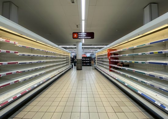 Empty supermarket during lockdown